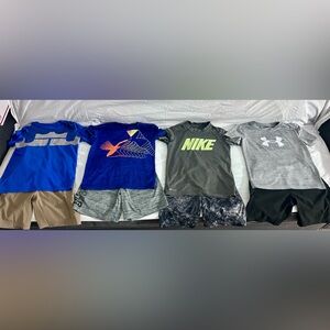 Set of 4 youth boys outfits size 8-10 - Nike, Under Armor, & Magellan.